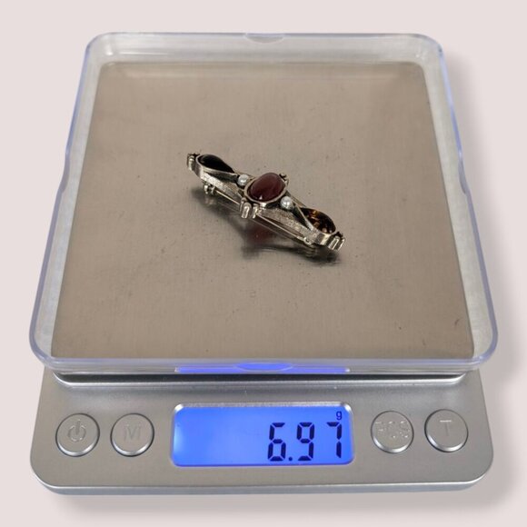 (2/$20) Vintage Red & Brown Bar Brooch - Picture 6 of 6